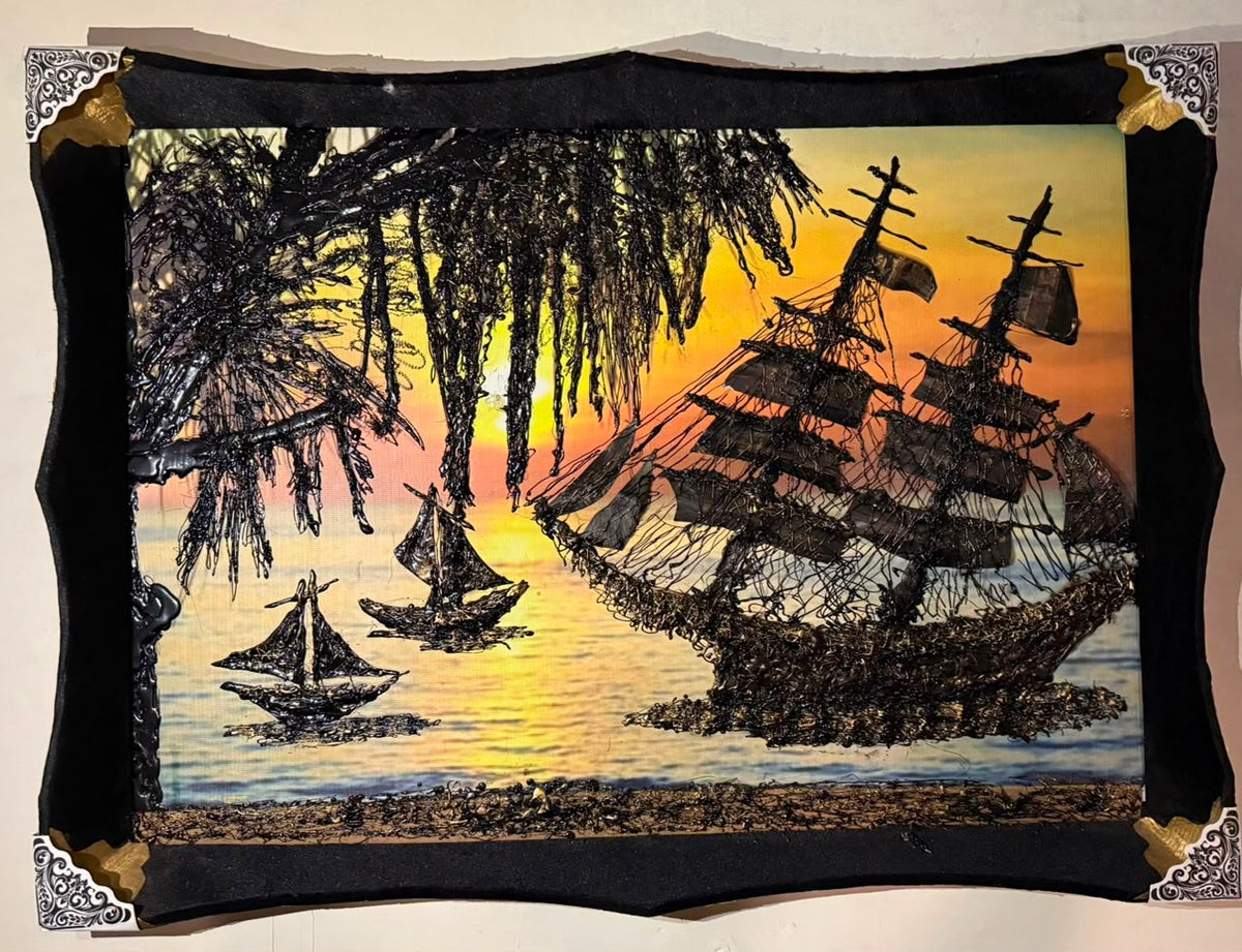 Vintage Ship Painting ( Hand Made )