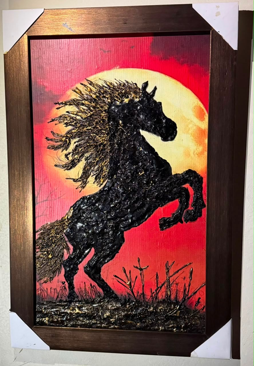 Majestic Black Horse Painting ⭐ ( Hand Made )