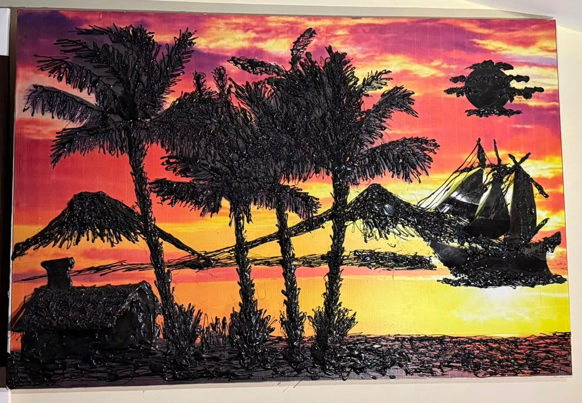 Sunset Beach Painting ⭐ ( Hand Made )
