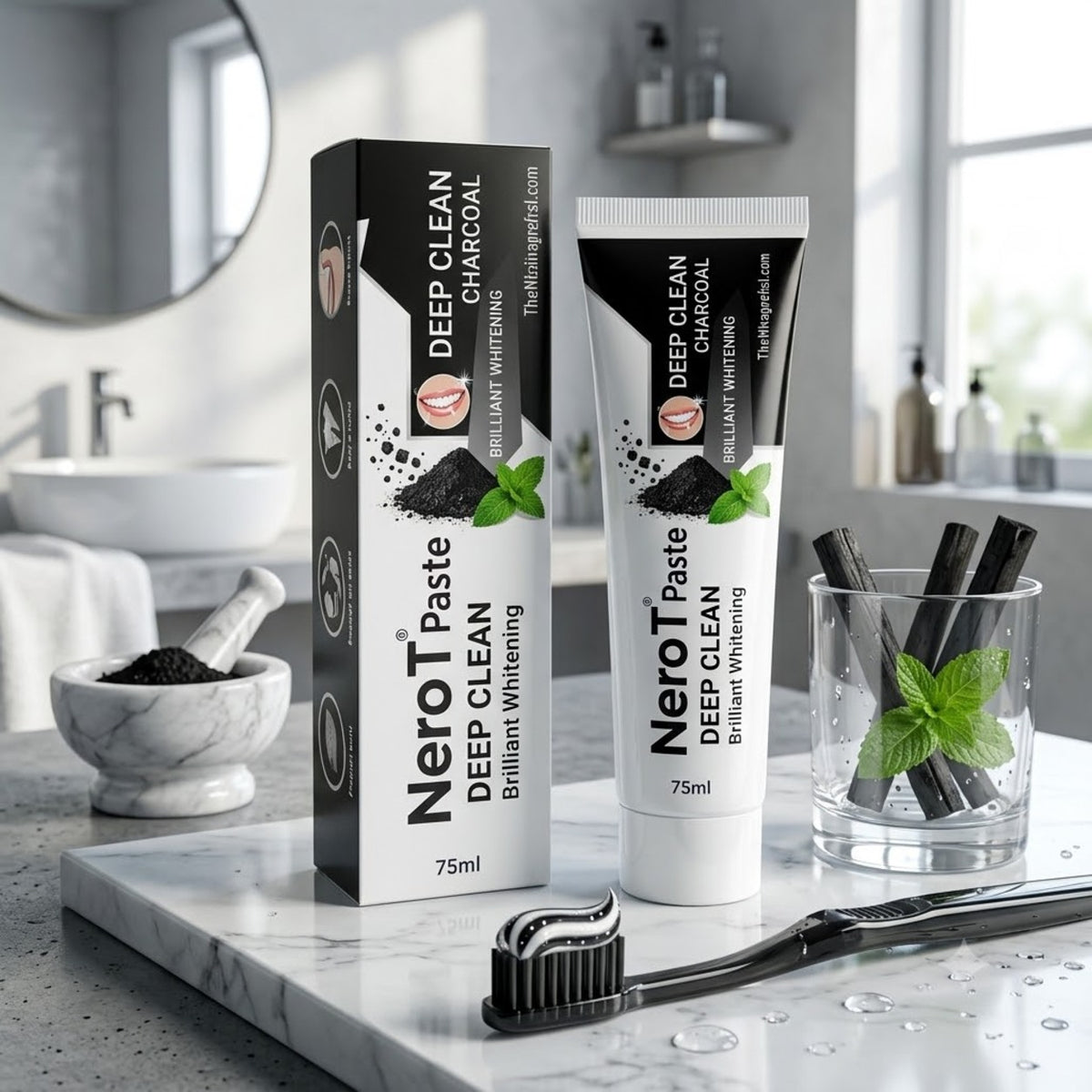 Nero Deep Clean Charcoal Brilliant Whitening Toothpaste, 75ml