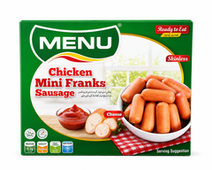 Menu Chicken Mini Franks Sausage Cheese, Skinless, 575g