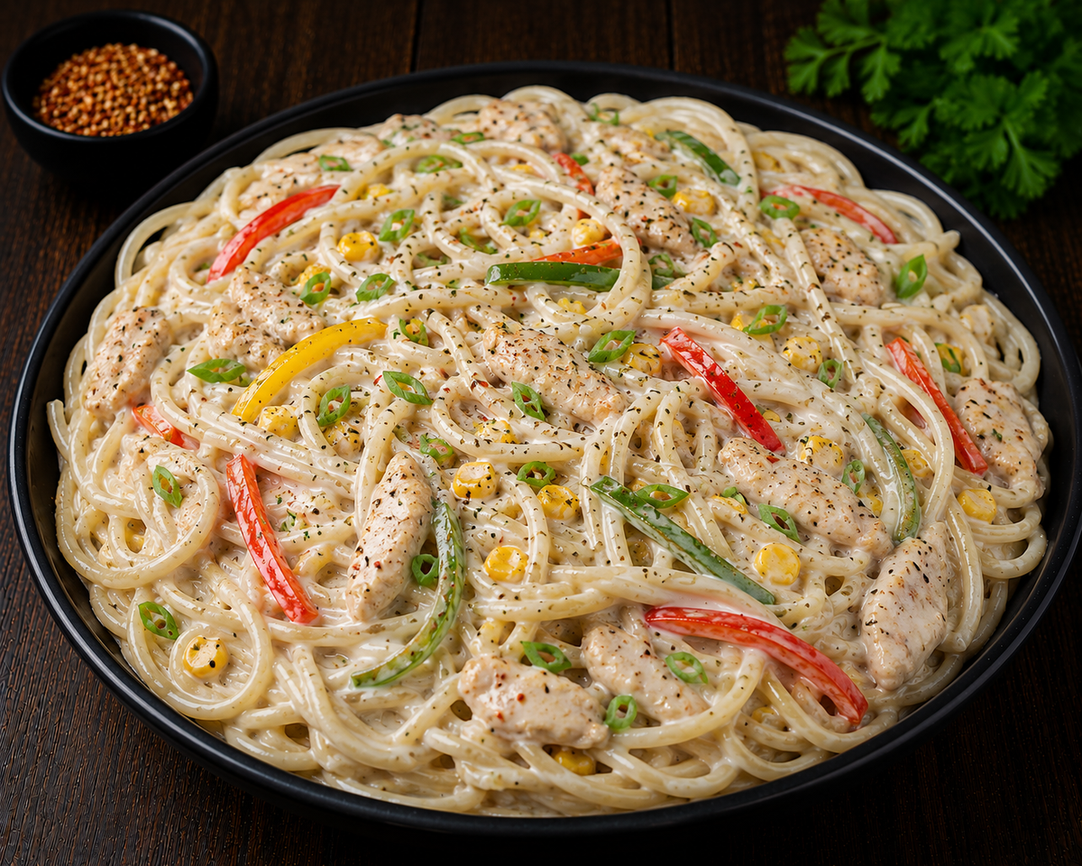 Pizza Chow Mein White Sauce (Spaghetti)