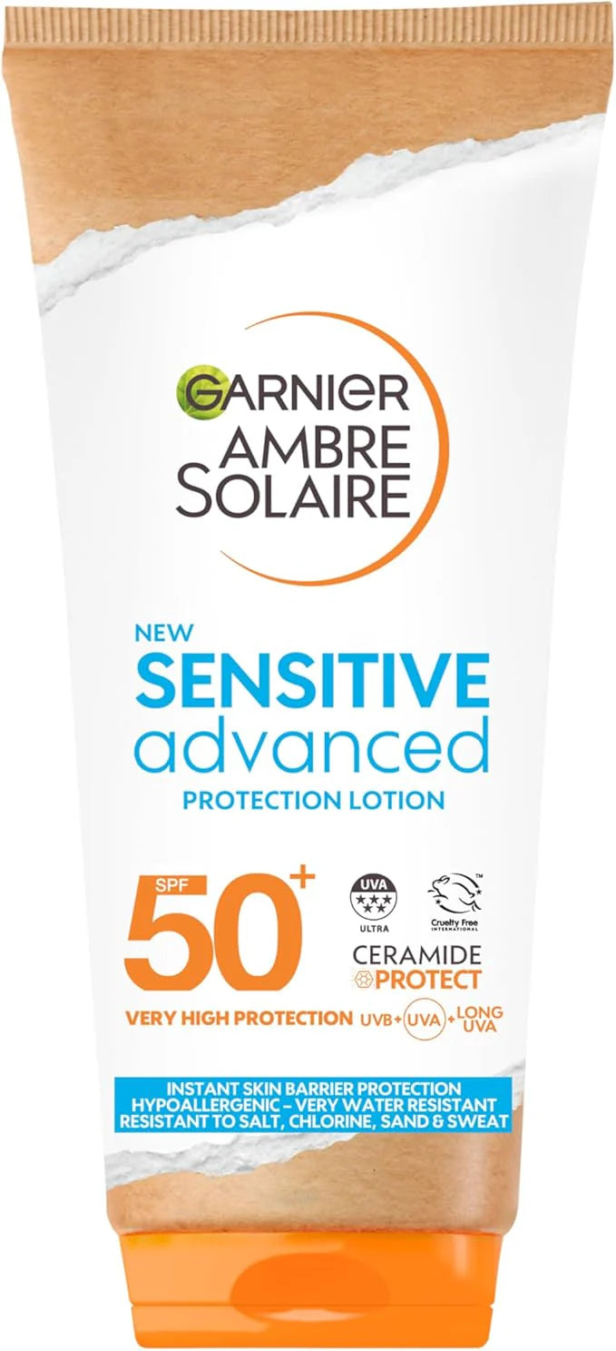Garnier Ambre Solaire Sun Cream SPF 50+ Sensitive Advanced Sunscreen, 50 ml