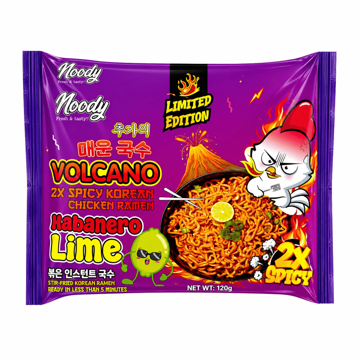 Noody Volcano Spicy Korean Chicken Ramen Lime 120g