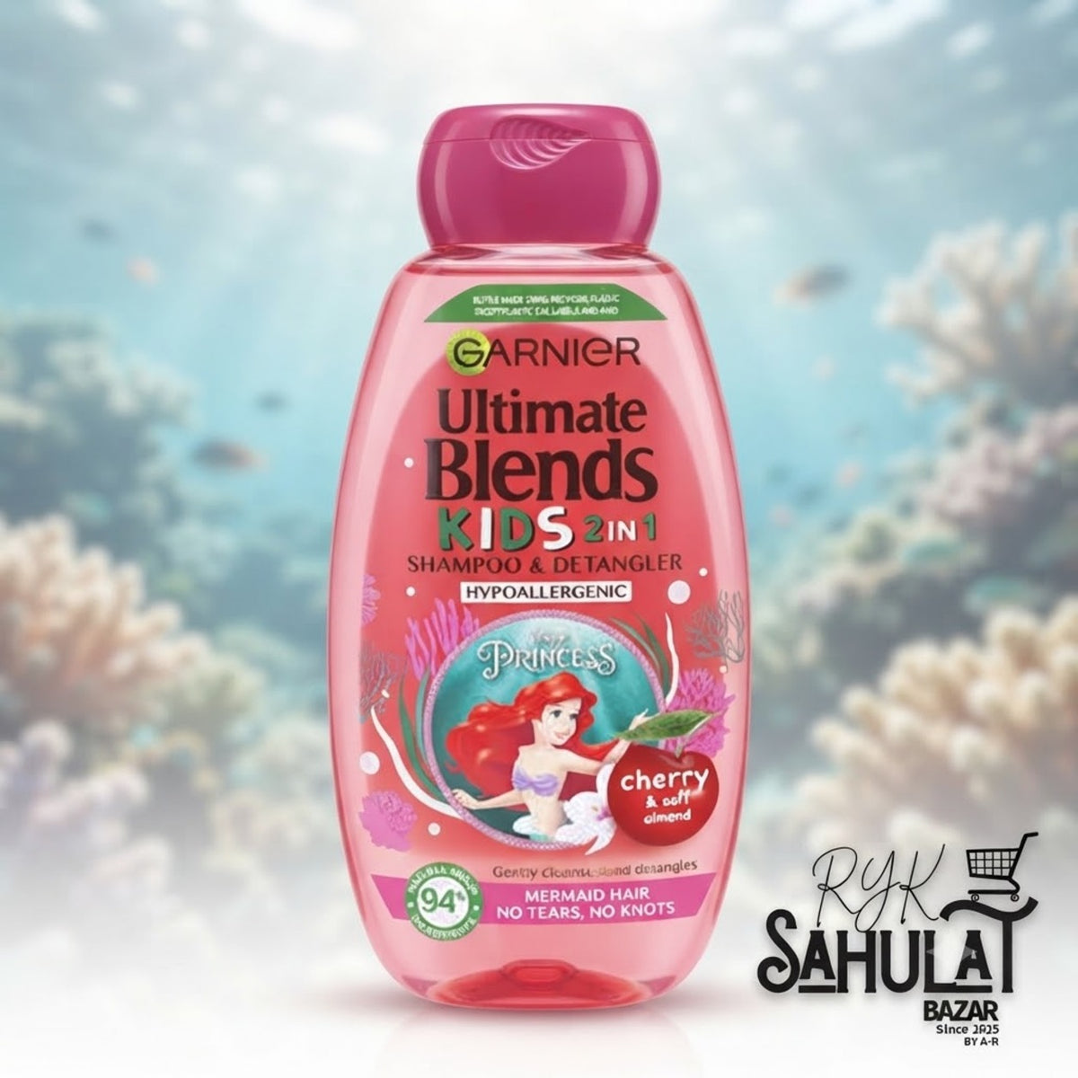 Garnier Ultimate Blends Kids Cherry & Soft Almond 2in1 Shampoo & Detangler, 250ml
