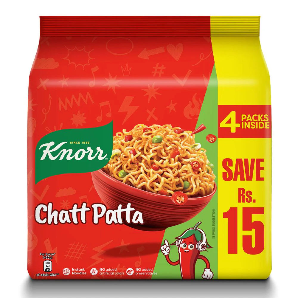 Knorr Noodles Chatt Patta, Family Pack, 4-Pack Inside 180g